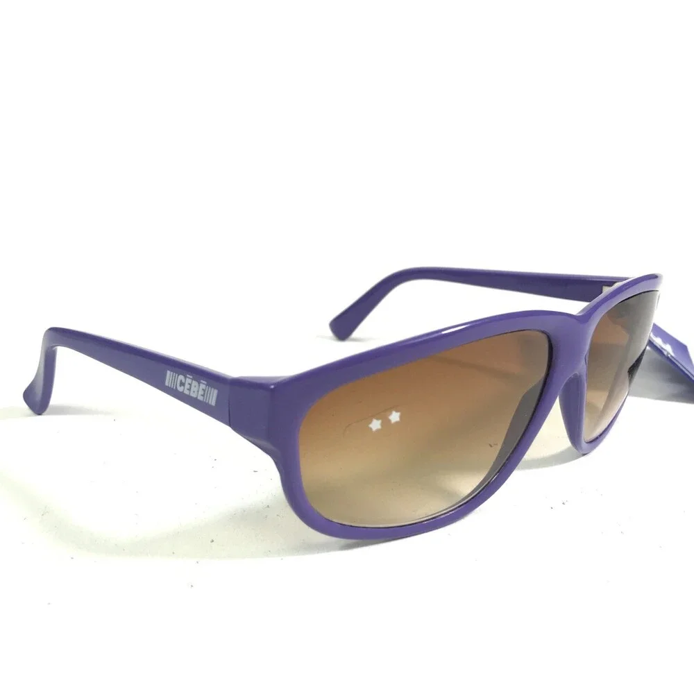 Vintage Cebe Sunglasses Matte Purple Square Frames with Brown Lenses